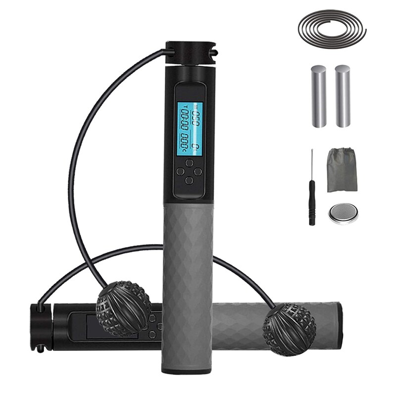 Springtouw Met Calorie Teller Digitale Springtouw Fitness Met Gewogen Handgrepen Verstelbare Lengte Springen Touw: Chocolade