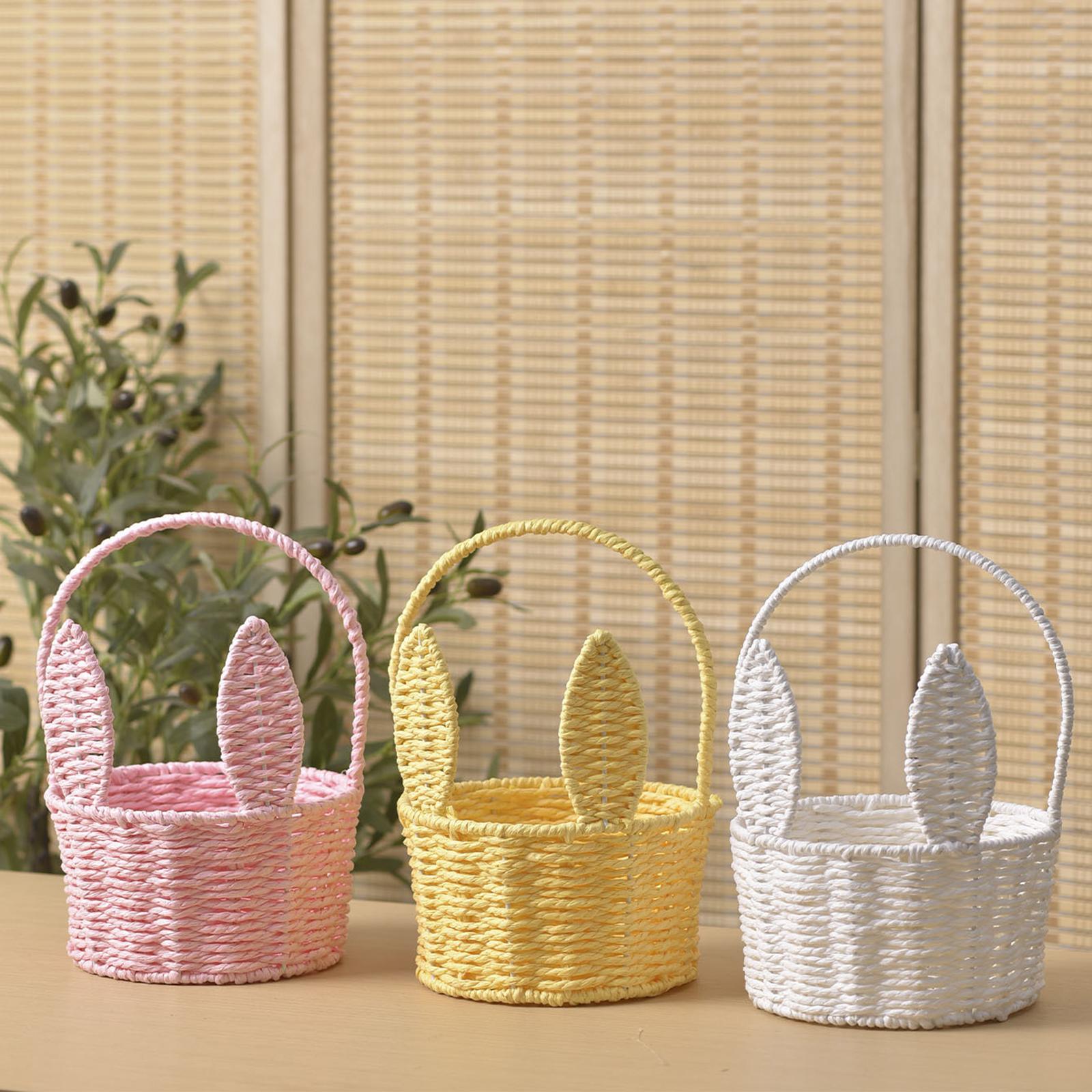 Cesta de conejito de Pascua, organizador de artículos diversos, cesta de flores tejida, cesta de Picnic, cesta de Pascua para el hogar, jardín, , Camping, cocina