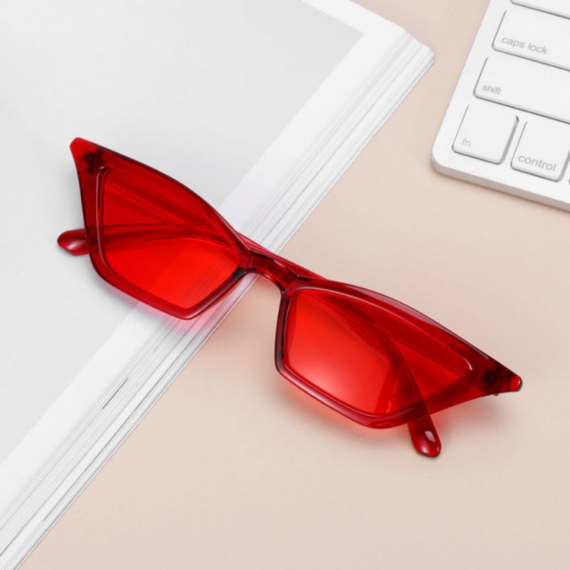 Gafas de sol con forma de ojo de gato para mujer, Estilo Vintage femeninos de anteojos de sol, con montura pequeña, UV400: red red