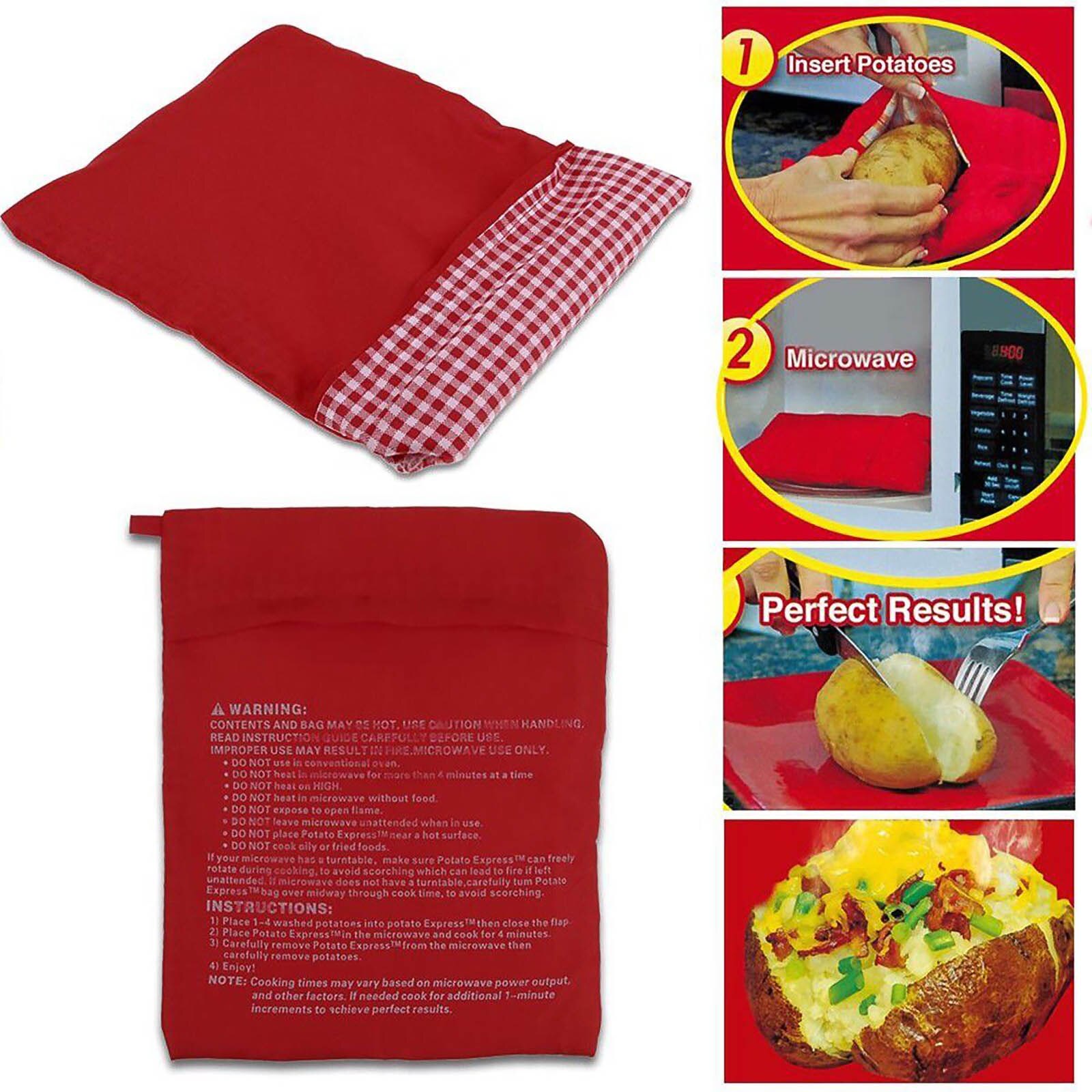 1Pcs Rood Wasbare Cooker Bag Magnetron Bakken Aardappelen Zak Rijst Pocket Koken Gereedschap Om Te Koken Keuken Gadgets Bakken tool