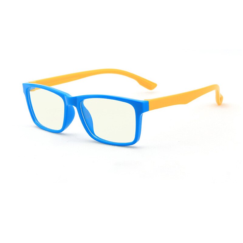 Firkantet blåt lys børn briller optisk ramme dreng piger computer gennemsigtig fleksibel optisk ramme oculos  uv400: Blå gul