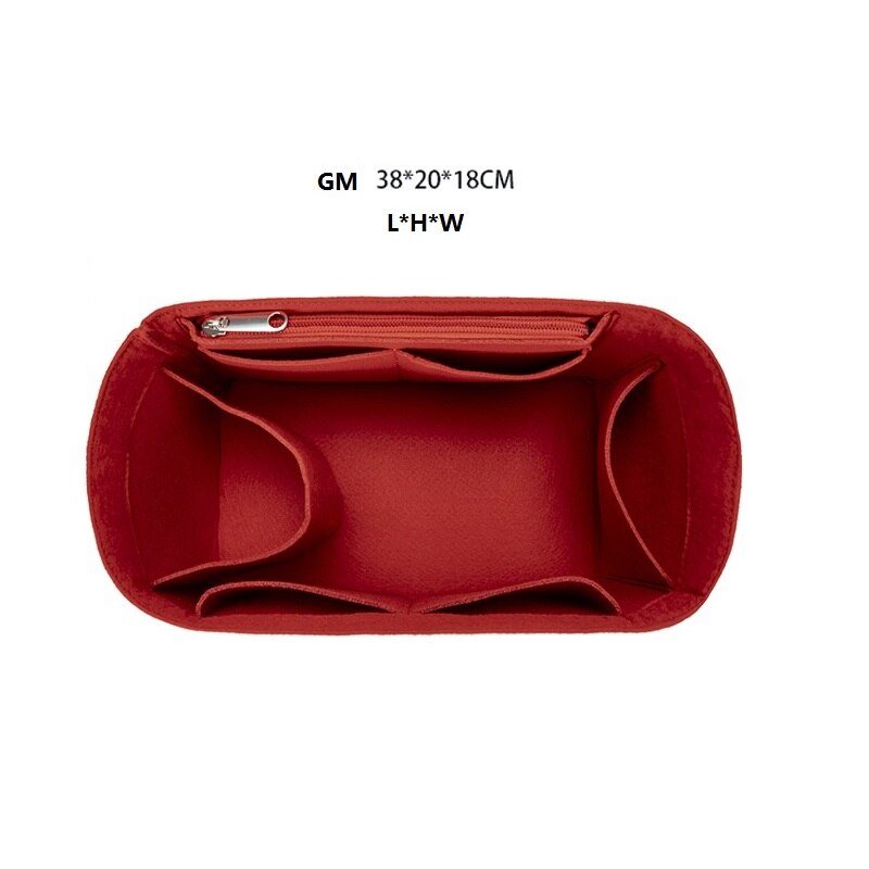 Fits for NEVERFULL PM MM GM Tote Felt Cloth Insert Bag Organizer Makeup Handbag Organizer Travel Inner Mommy Cosmetic Bags: red for GM