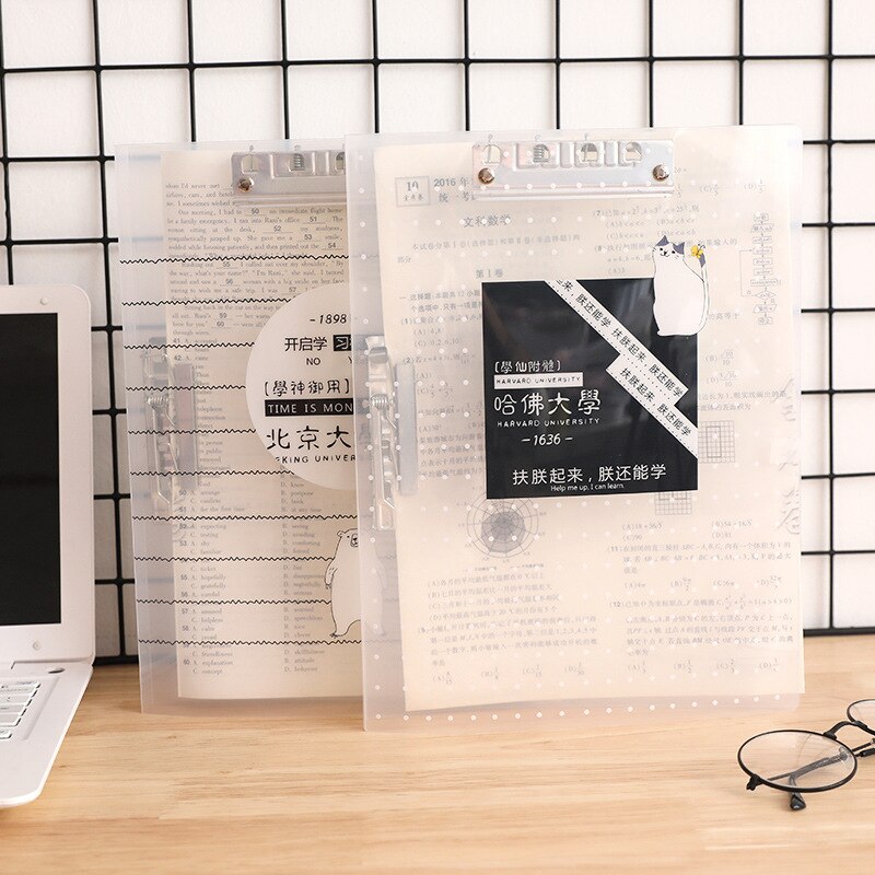 Filmappe  a4 dobbelt klip arrangør skrivebræt plastik information udklipsholder med opbevaringsklemme indsæt filprodukter