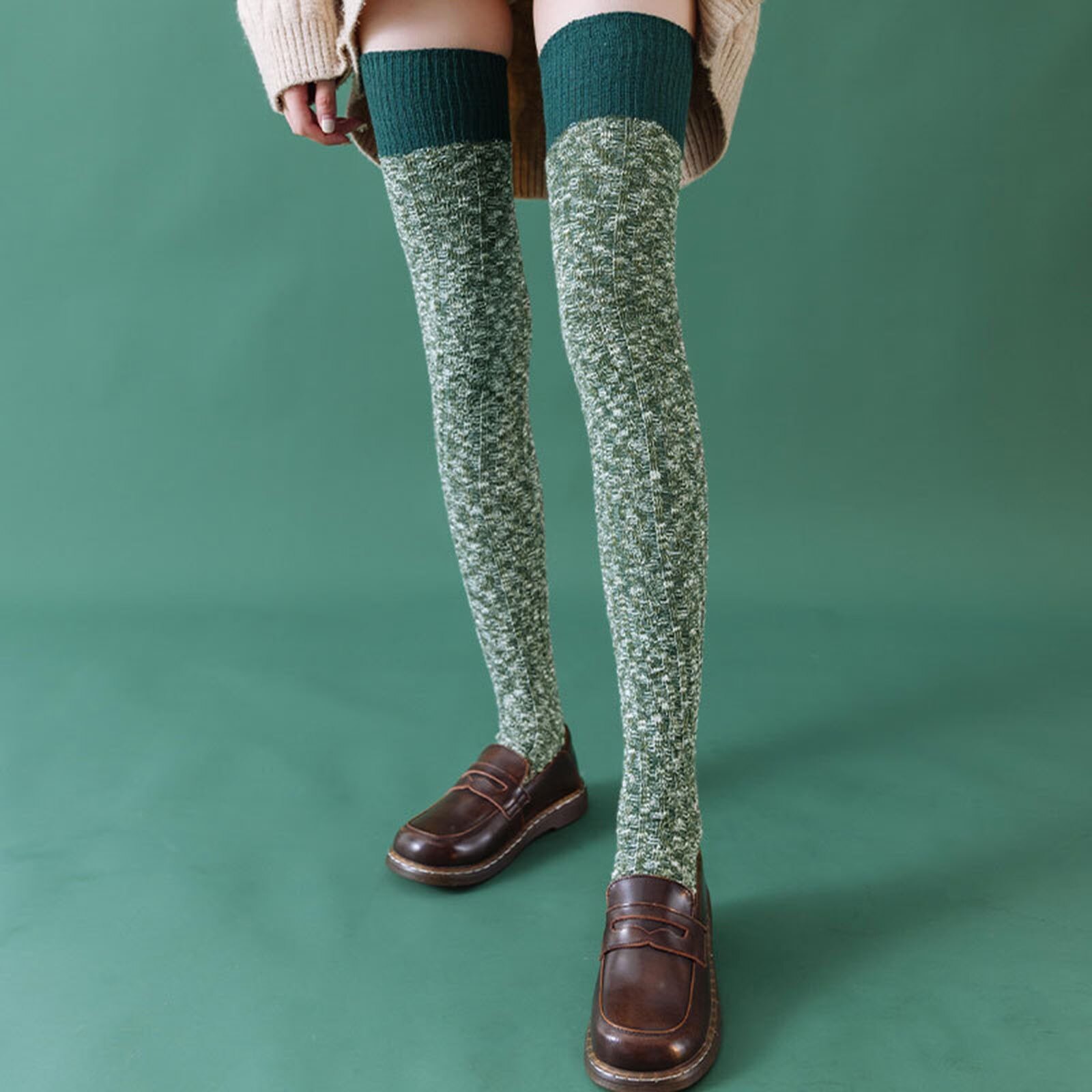 Chaussettes femme imprimé Chaussette chaude dames genouillères pour fille coton couleur unie chaussettes Calzini Donna Long Meias mignon