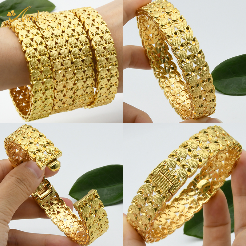 Dubai Armreifen Für Frauen Nahen Osten Gold Farbe Armreif Äthiopischen Saudi-arabischen Armbinde Hochzeit Braut Schmuck Afrikanische Geburtstag