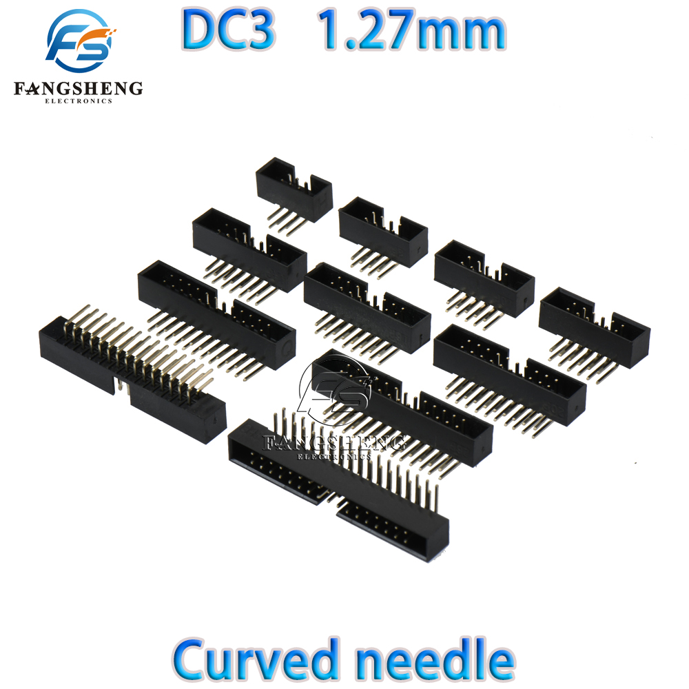10Pcs DIP/SMT 6/10/26/34/40Pin 1.27mm Pitch Male Socket Straight Idc Box Headers Pcb Connector Double Row 10p/20p/50p Dc3 Header