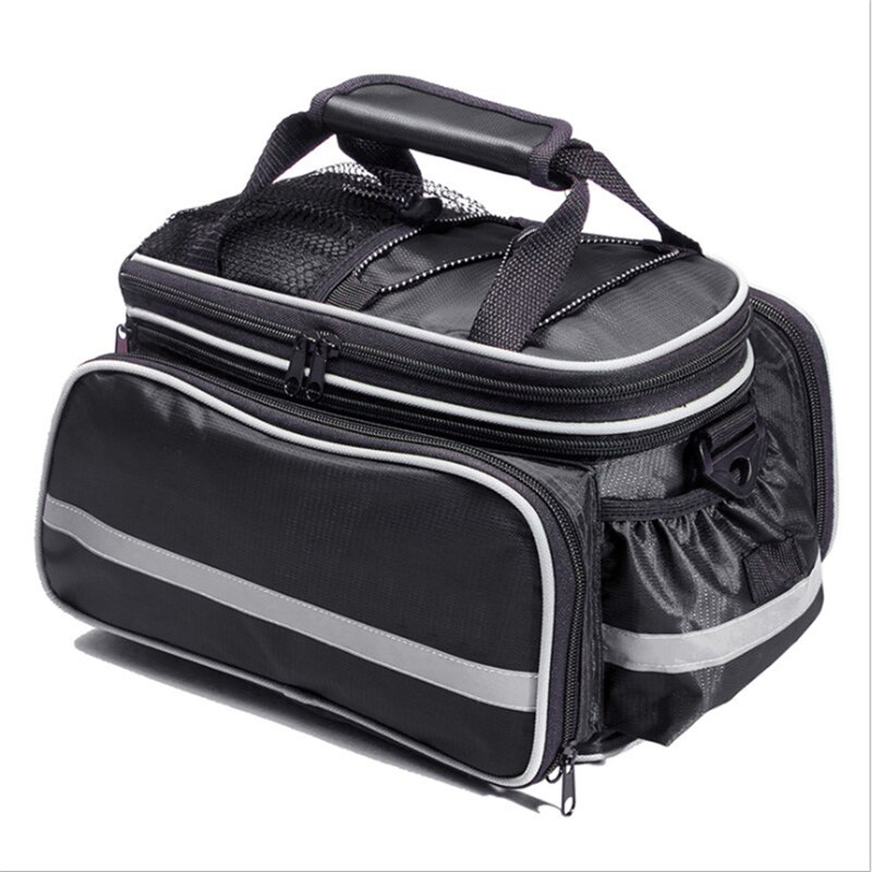 Waterproof bicycle backpack rear rack bicycle trunk bag trunk rear seat double-sided cycling bicycle bag: Black