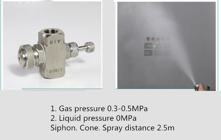1/4 "edelstahl Luft zerstäubung düse Einstellbar sprühen zerstäubung befeuchtung düse Zwei-flüssigkeit Gas-wasser mischen düse: Siphon runden