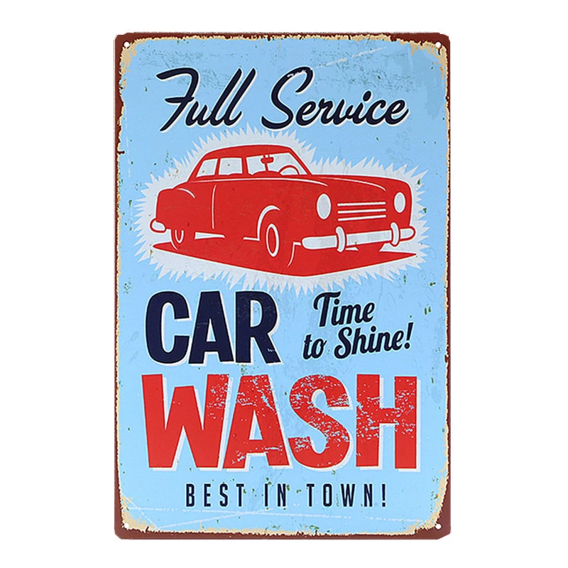 Great Car Wash Novelty Tin Metal Sign: Light Grey / 40x30cm
