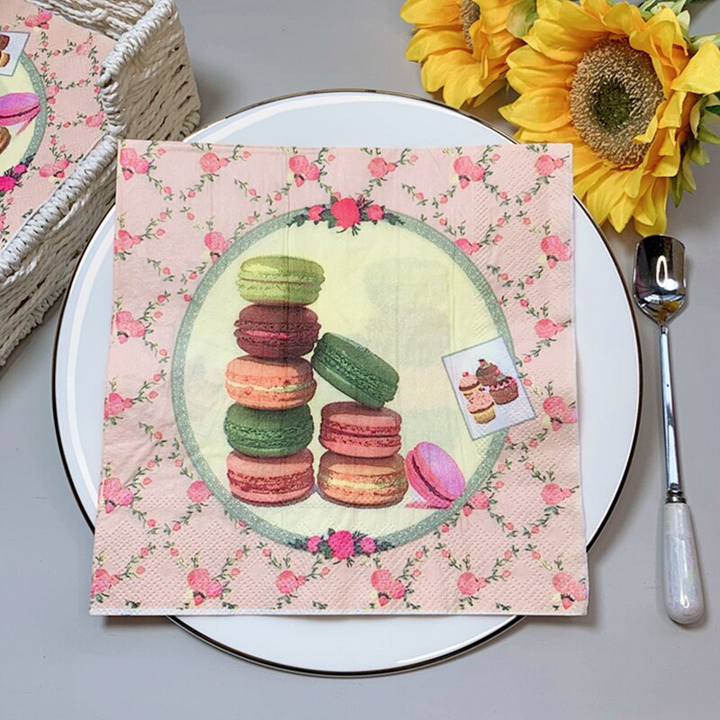 20 stk/pakke søde farverige donuts cupcake bord decoupage papir servietter dessert servietter papirservietter til børn fødselsdagsfest indretning: F