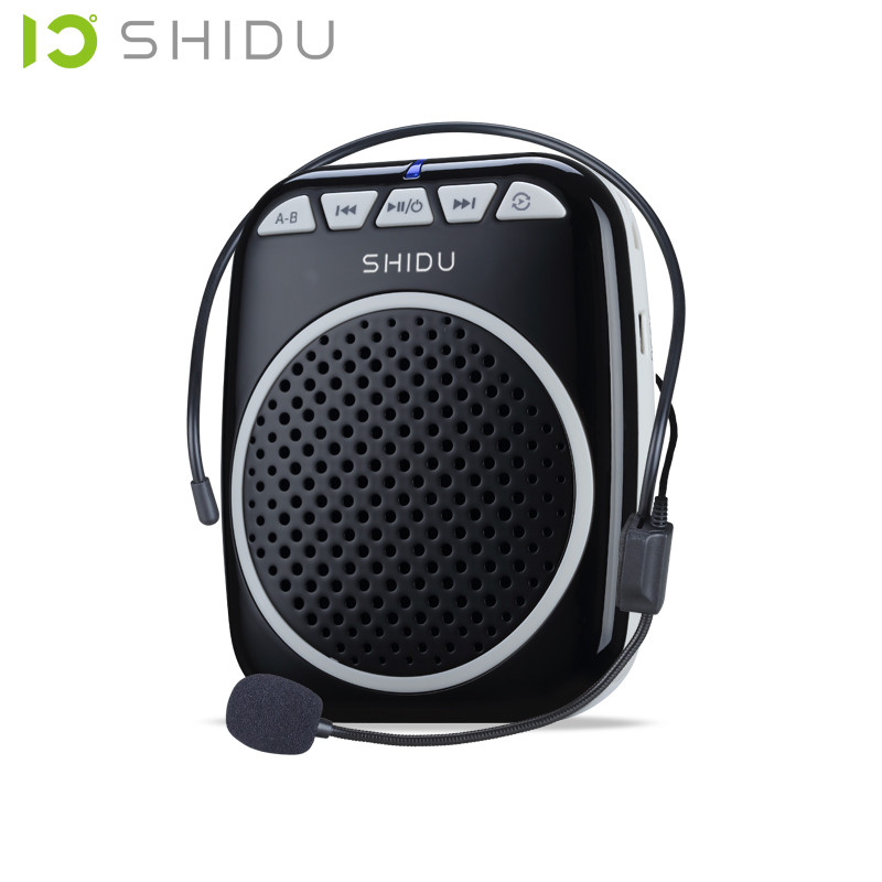 SHIDU S308 Teaching Microphone Special Voice Amplifier with Wired Headset Waist Neck Band and Belt Clip Support MP3 U Disk/TF: Black