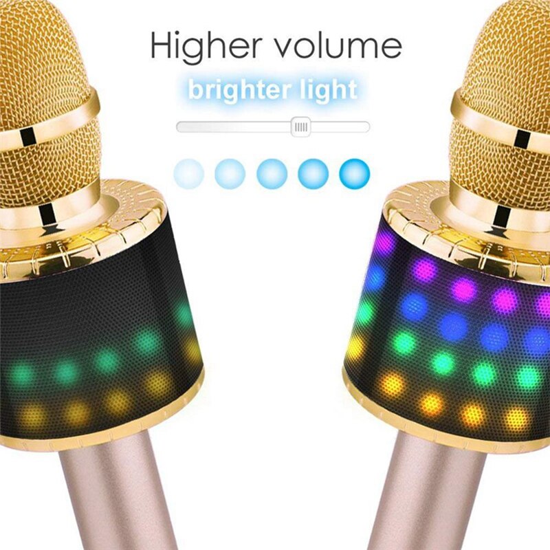 Draadloze Karaoke Microfoon Bluetooth Handheld Draagbare Speaker Home Ktv Speler Met Dancing Led Verlichting Record Functie Voor Kinderen