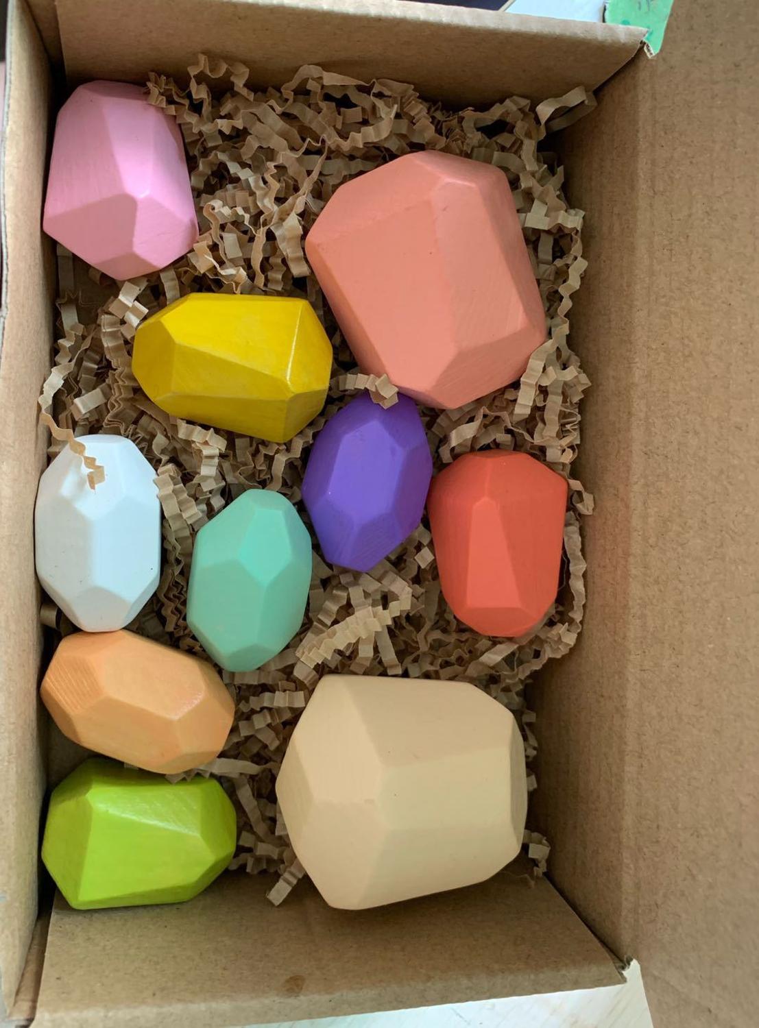 Houten gekleurde stenen jenga bouwspeelgoed voor baby's educatieve scandinavische stijl stapelspel voor fotografie accessoire: C kleur 10 stuks