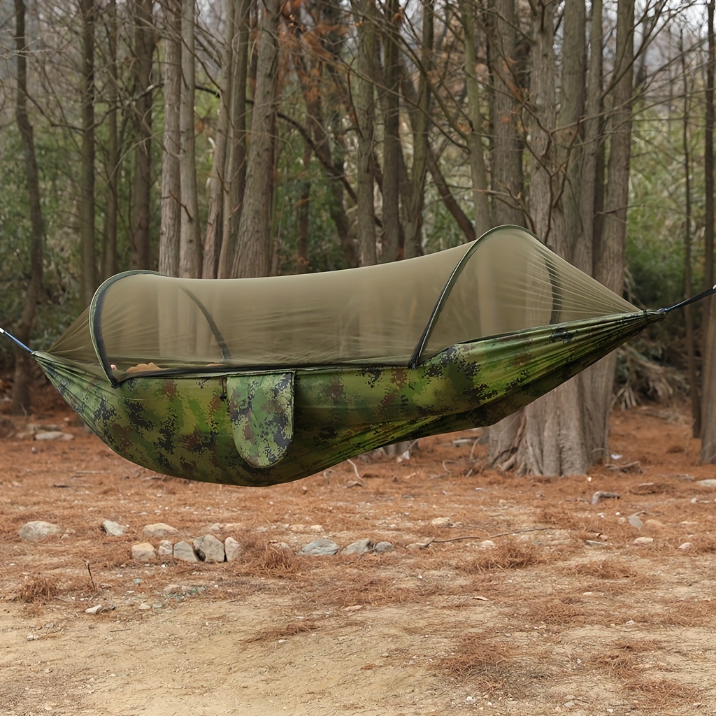 Mosquito Net Hammock Durable Camping Cot Up To 250kg Weight Capacity for Swing Options with Mosquito Net and Anti-Tipping: Black