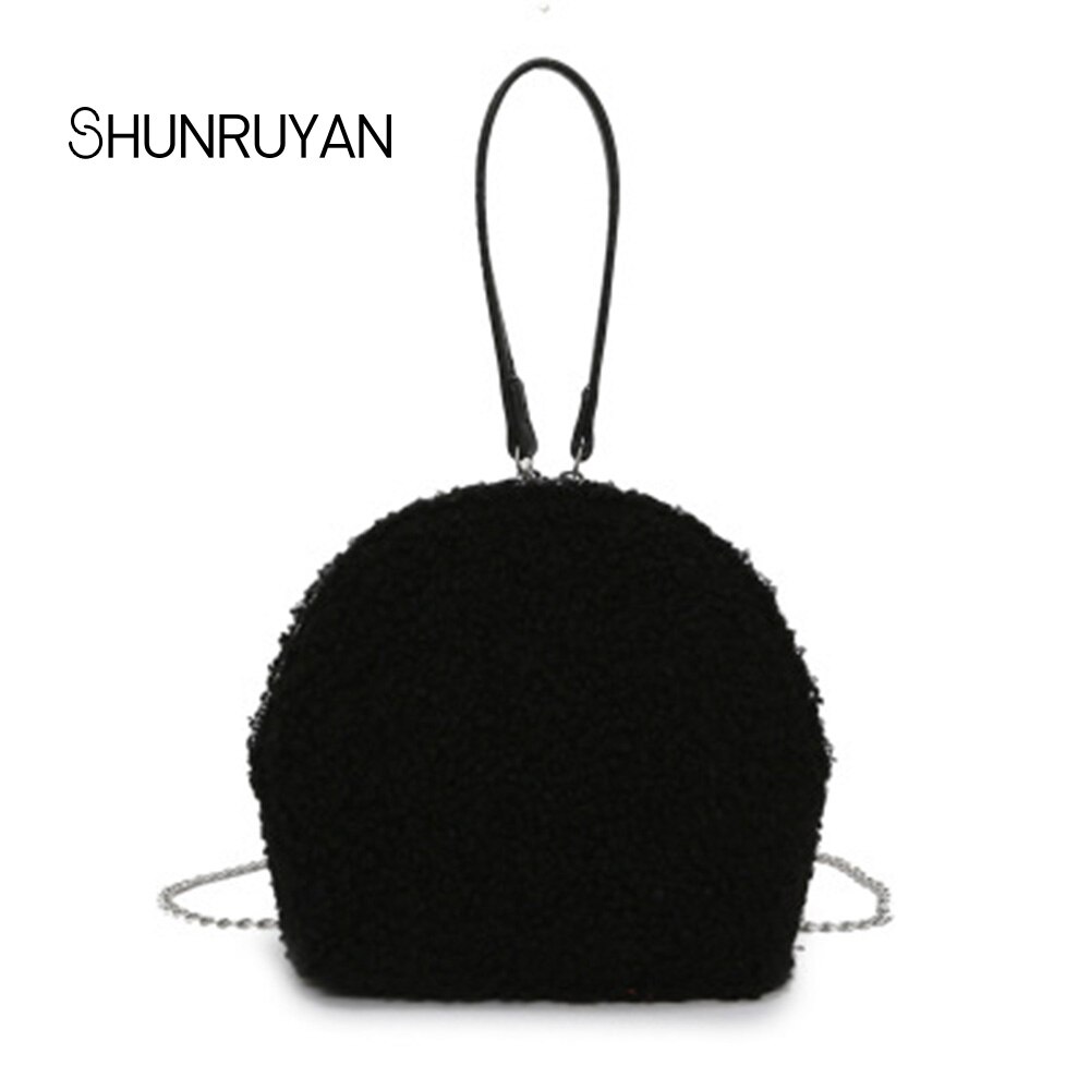 Shunruyan damväska vintage filt skal handväska axelväska crossbody väska damväska klänning: Svart