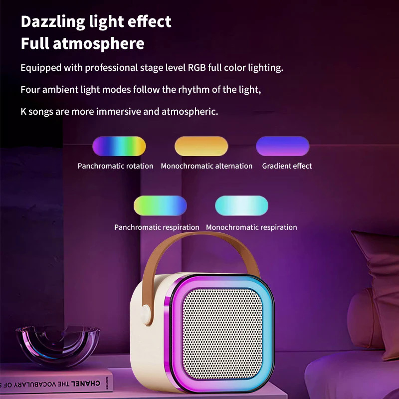 K12 Draadloze Karaoke Machine draagbare Mini Microfoons Bluetooth5.3 Luidspreker voor Kind RGB Licht Audio Thuis KTV Kids Kerstcadeaus