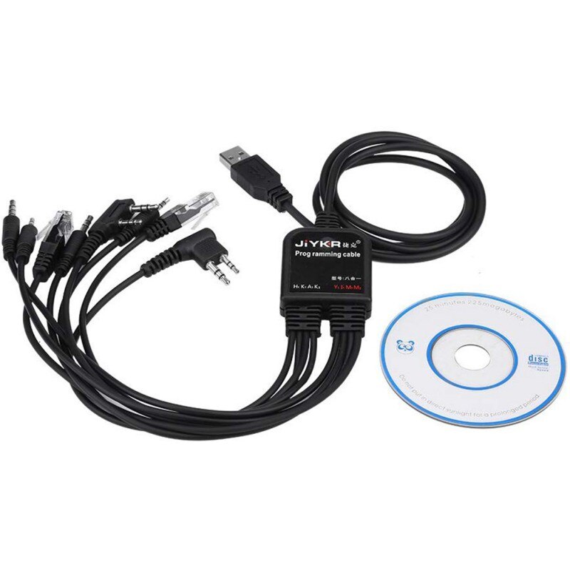 Câble de données de programmation USB multifonction 8 en 1 pour talkie-walkie KENWOOD/QuanSheng/HYT/Motorola/YAESU/ICOM Radio