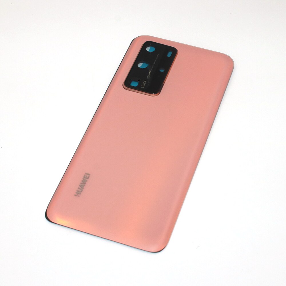 Per Huawei P40 Pro P40Pro batteria Cover posteriore telefono in vetro custodia posteriore custodia protettiva con cornice obiettivo fotocamera Logo 6.58&quot;: Colore rosa