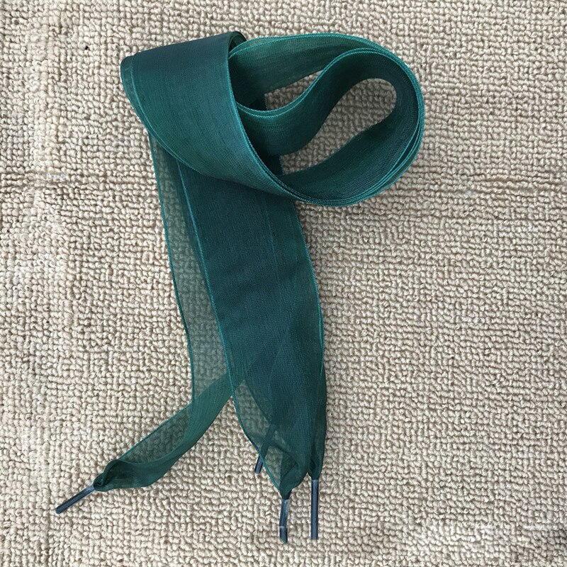 1 Paar 110Cm Mode Shoestrings Vrouwen Schoenveters Platte Zijde Satijn Lint Veters Sneakers Sport Schoenen Kant Boog: dark green
