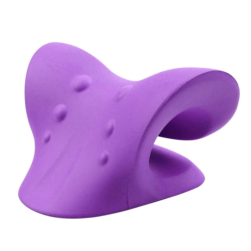 Neck And Shoulder Relaxer Cervical Traction Device Relief And Cervical Spine Alignment Chiropractic Pillow Neck Stretcher: purple