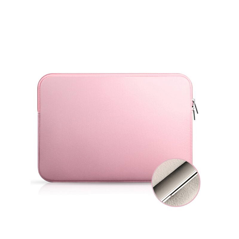 Yicana 11 12 13 14 15 15.6 inch Laptop Sleeve case For Macbook Air Pro Ultra-book Notebook computer Soft Plush lining Zipper Bag: Pink / 13 inch