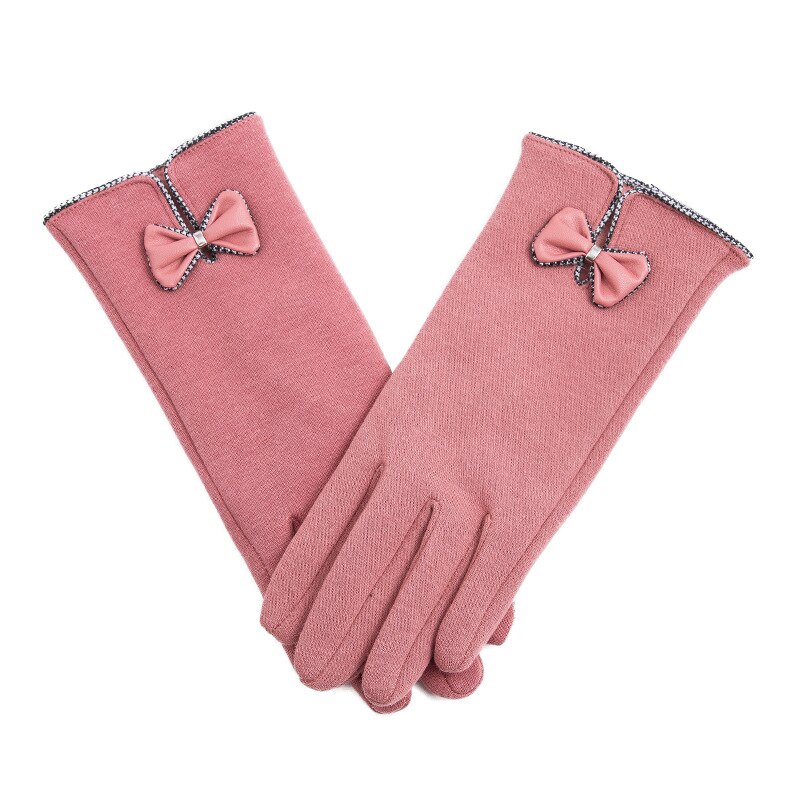 Vrouwelijke Herfst Winter Niet-ge Ïnverteerde Fluwelen Kasjmier Volledige Vinger Warm Lace Hairball Handschoenen Vrouwen Katoen Touch Screen Handschoenen g82: D Pink