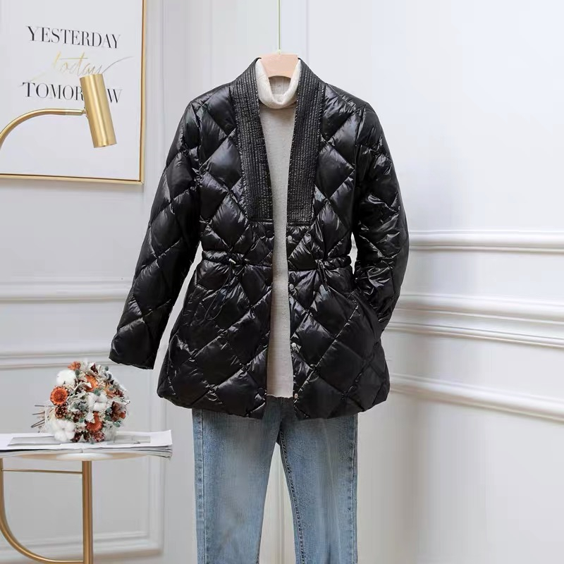 Autumn Winter Women Jackets Quilted Puffer Parkas High Warm Drawstring Sweet Oversized Coat