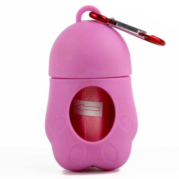 TECHOME Portable Pet Garbage Bag Dog Cat Pick Up Toilet Dispenser Garbage Box Shovel Pick Up Cleaning Supplies: Pink