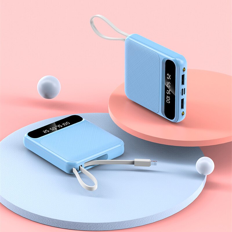 30000mAh Power Bank LCD Digital Display Phone Fast Charger LED Lighting Portable Outdoor Travel Powerbank for All Smartphones: Blue