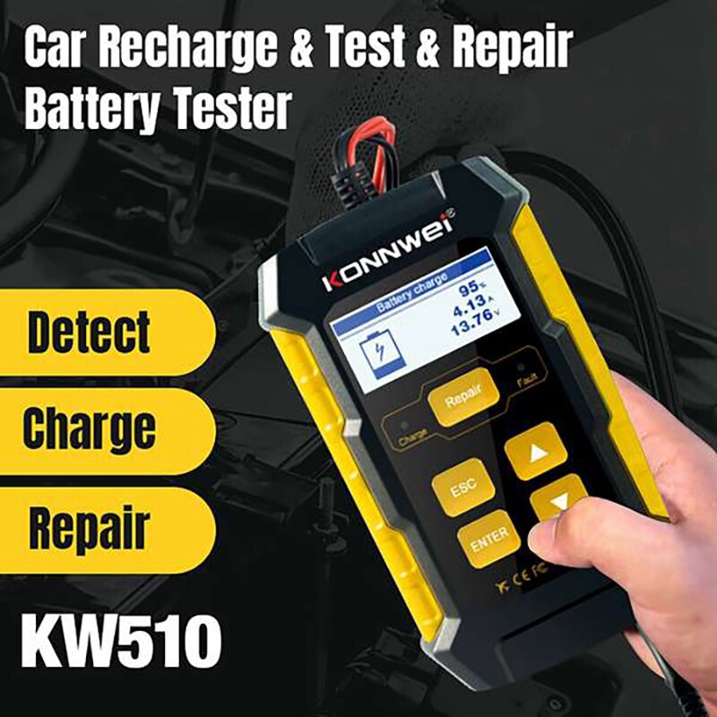 KONNWEI KW510 12V Auto Aufladen Werkzeug Auto Batterie Tester für 12V Auto Prüfung Reparatur Aufladen Batterie Tester EU stecker