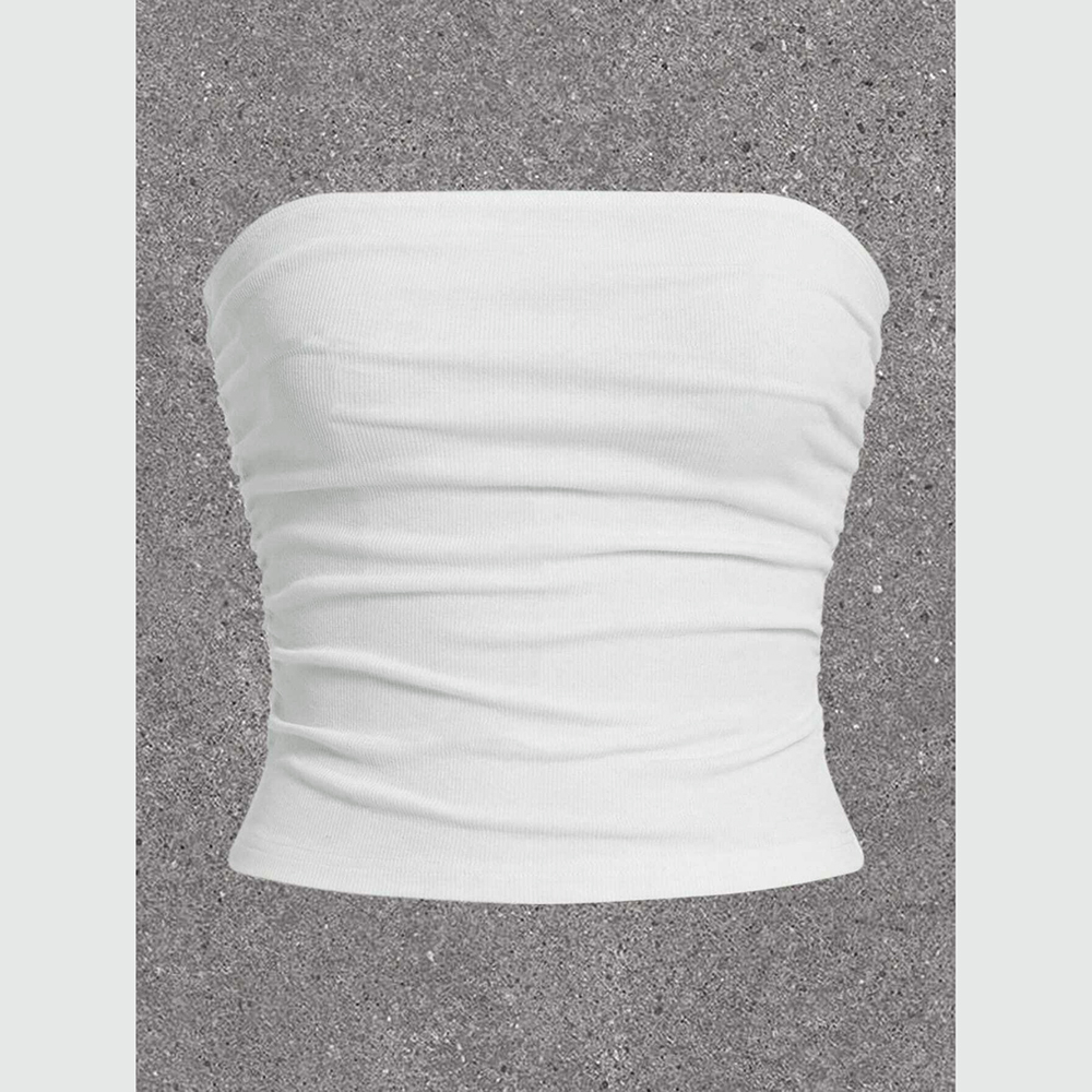 Mia Muse mouwloze tanktops en camis voor dames, off-shoulder skinny fit, Koreaanse stijl, effen zomer, casual basic tops: M / Ivoor