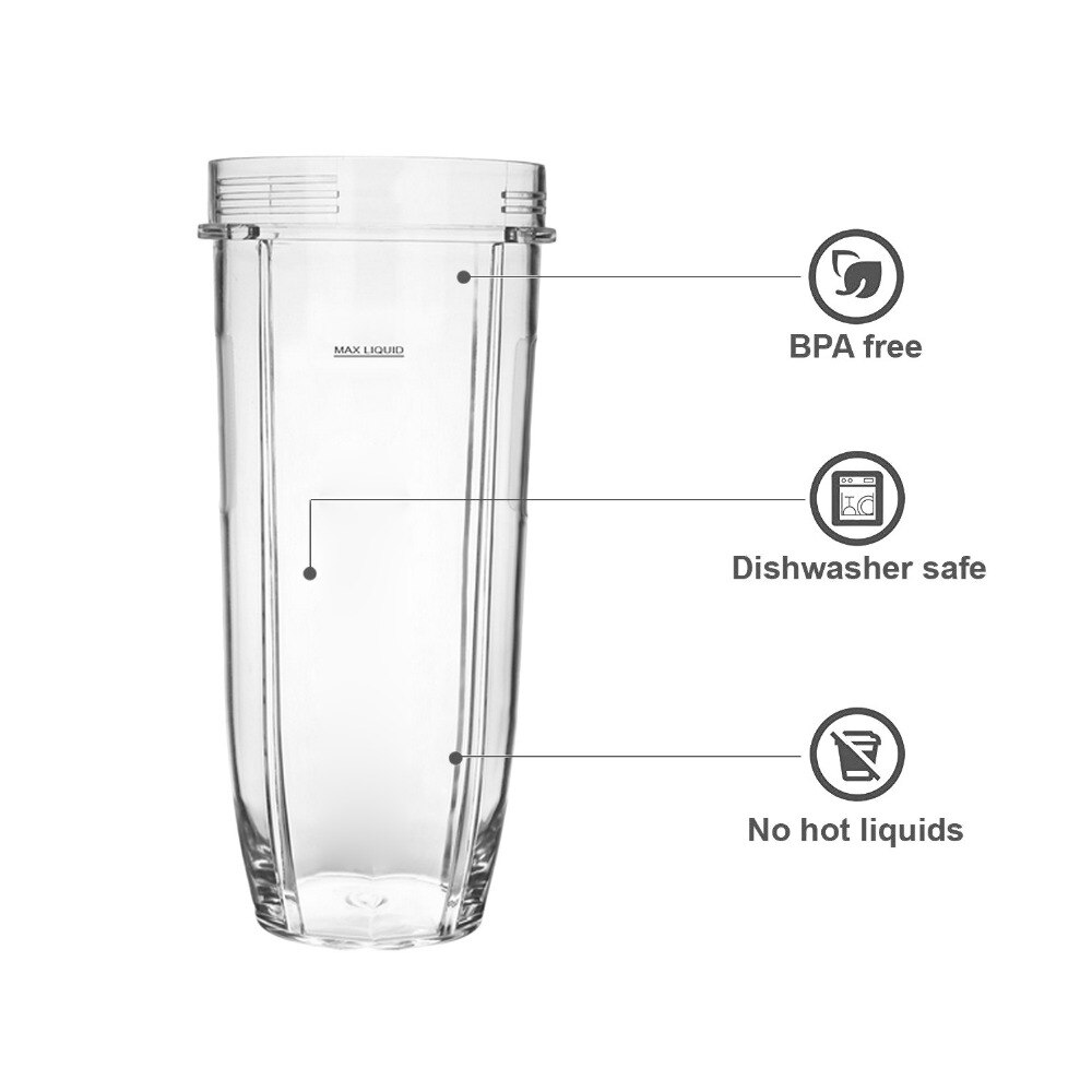 Behogar 32oz gennemsigtig plastik erstatningskopdel tilbehør til nutri ninja 900w 1000w blender juicer