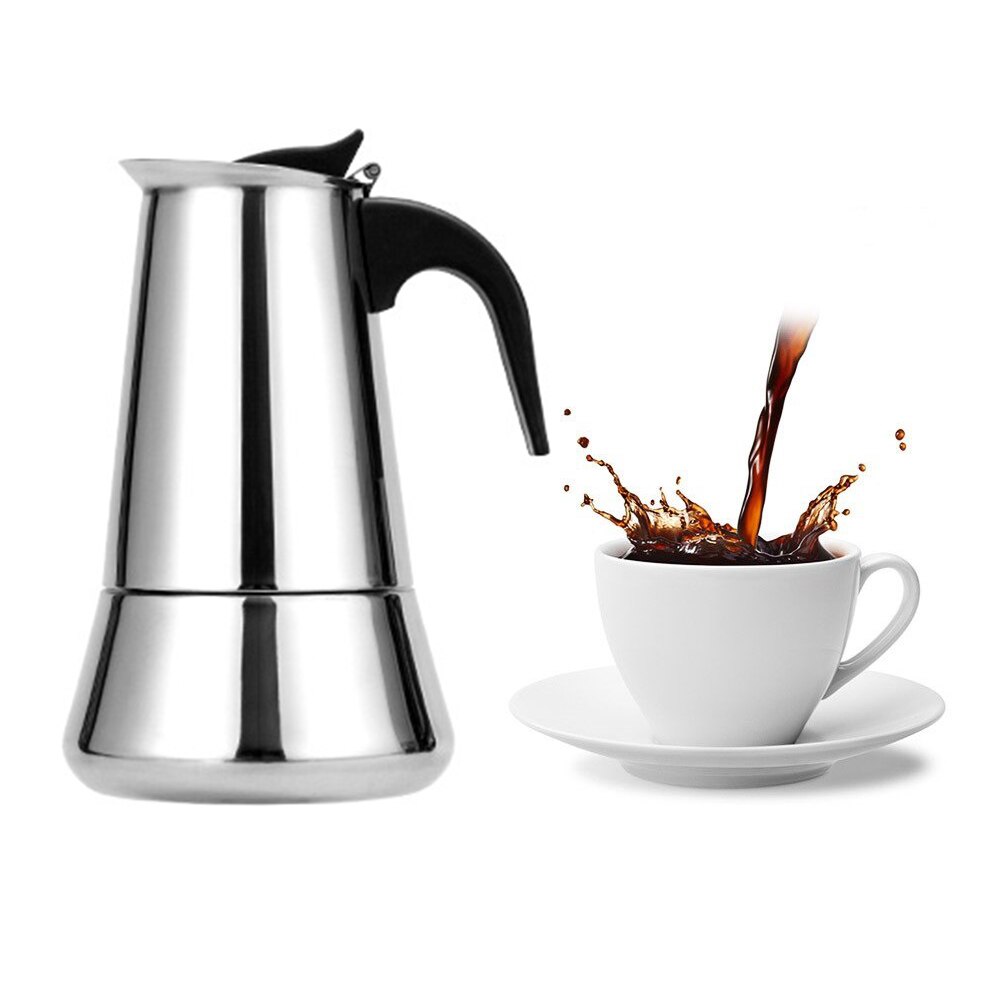Stainless Steel Stovetop Coffee Pot Espresso Coffee Maker Kettle 100ML / 200ML/300ML / 450ML / 600ML Outdoors Indoors Cafeteira