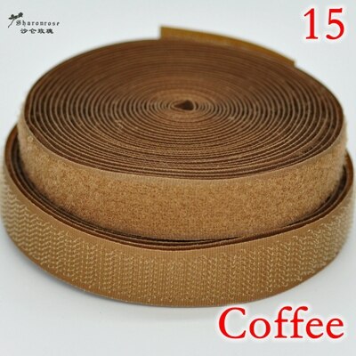 20mm 2 yards/lot kleurrijke zelfklevende klittenband naai-drukknoop naai-accessoires voor thuis kleding tas sh: 15 koffie