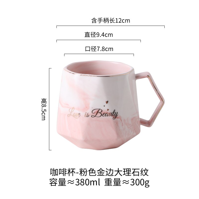 LUO – tasse en céramique de JIA-GUI ML pour femme, Mug pour préparer du thé, du café, de l'eau, avec couvercle, cuillère, style nordique, pour le bureau, 380ML, G079: C