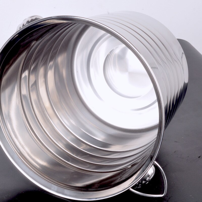 Stainless Steel Silver Ice Bucket Thick Ice Holder Container for Party Champagne Wine Barrel Bar Tools