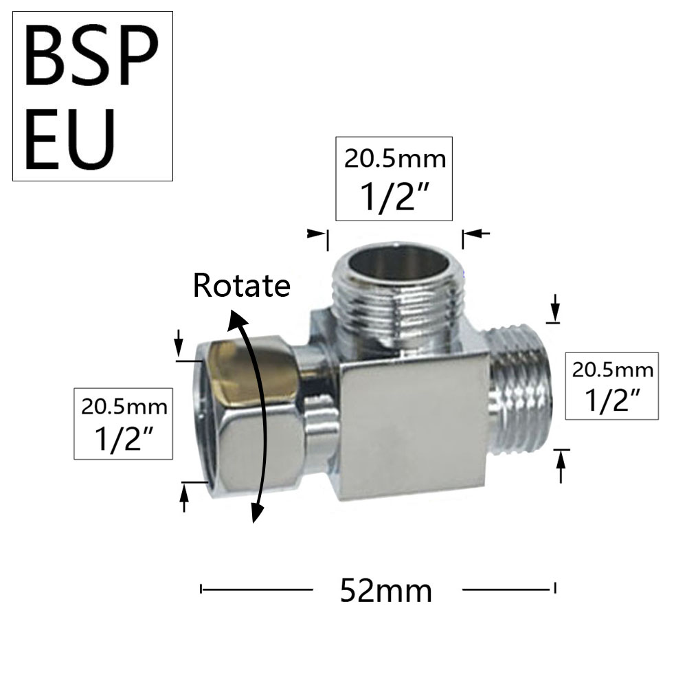 Brass 1/2 Inch Male Female Thread Coupler Tee Water Hose Splitter Copper 3-Way Connector Fitting Tube Water Plumbing Joints: G