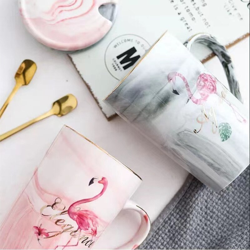 200-400ML Flamingo Ceramic Coffee Mug European Style Breakfast Novelty Milk Water Cup with Handle Package
