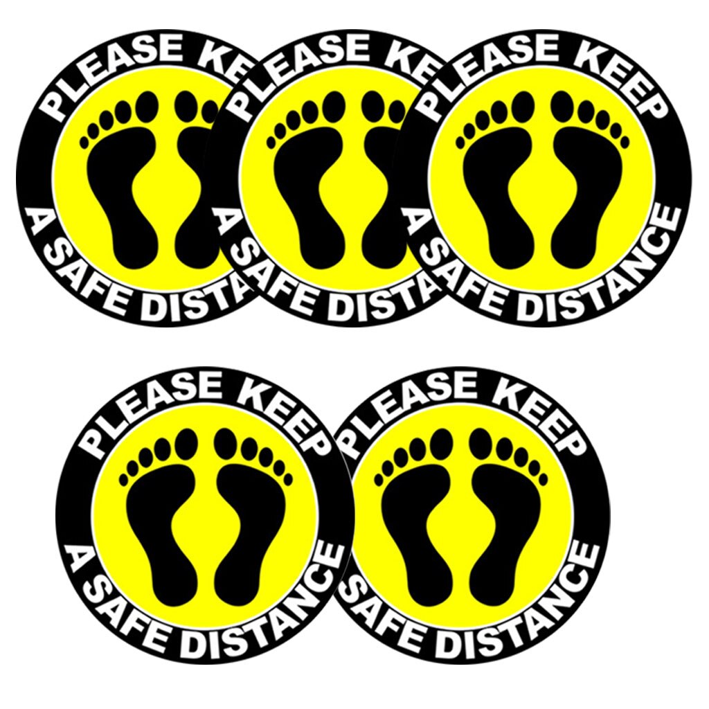 5pcs Floor Sticker Wall Decal Sign Car Caution 6 ft Foot Distance Warning 30cm: A