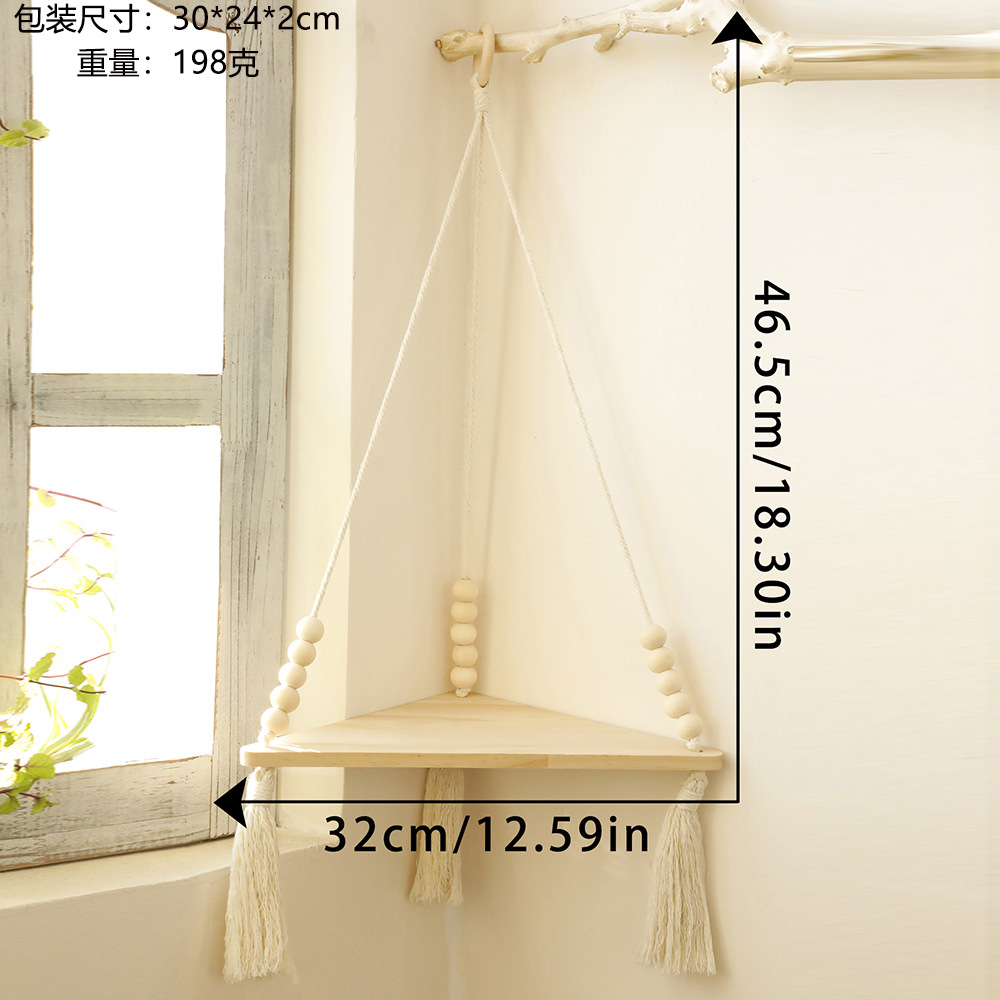Estante de almacenamiento Triangular de madera, estante para maceta, decoración del hogar, estantes flotantes, decoración estética para habitación, accesorios artísticos de pared para jardín: BLANCO