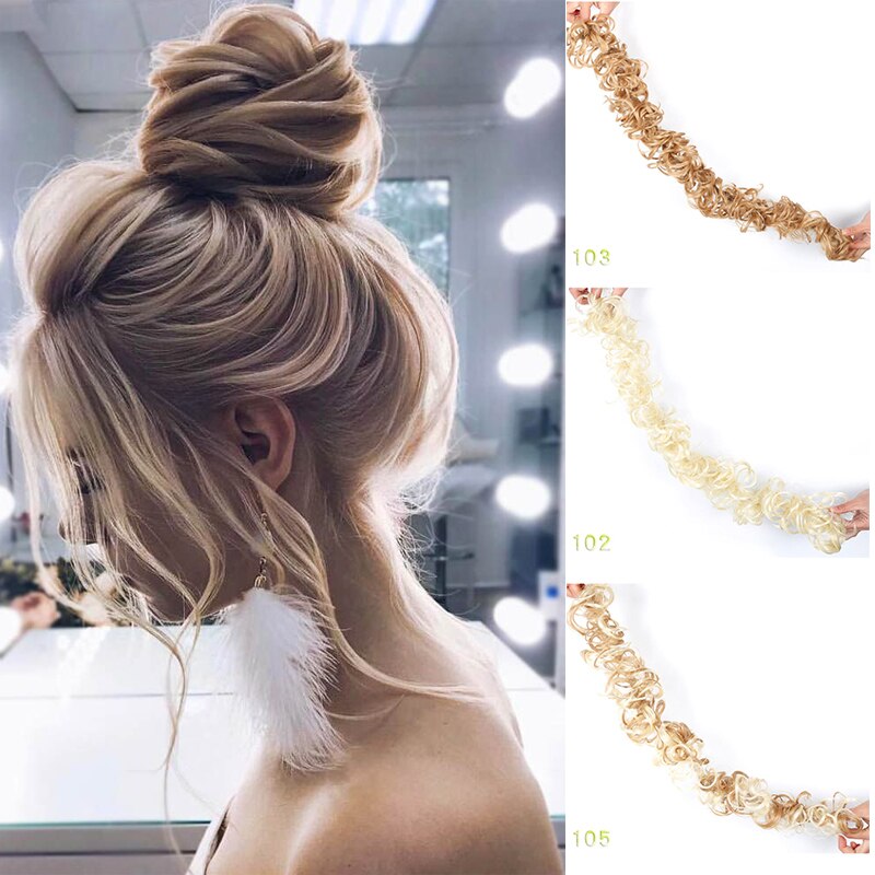 fibra resistente al calor accesorios para el cabello de novia banda rizada Chignon UPDO pelo sintético extensiones de cabello