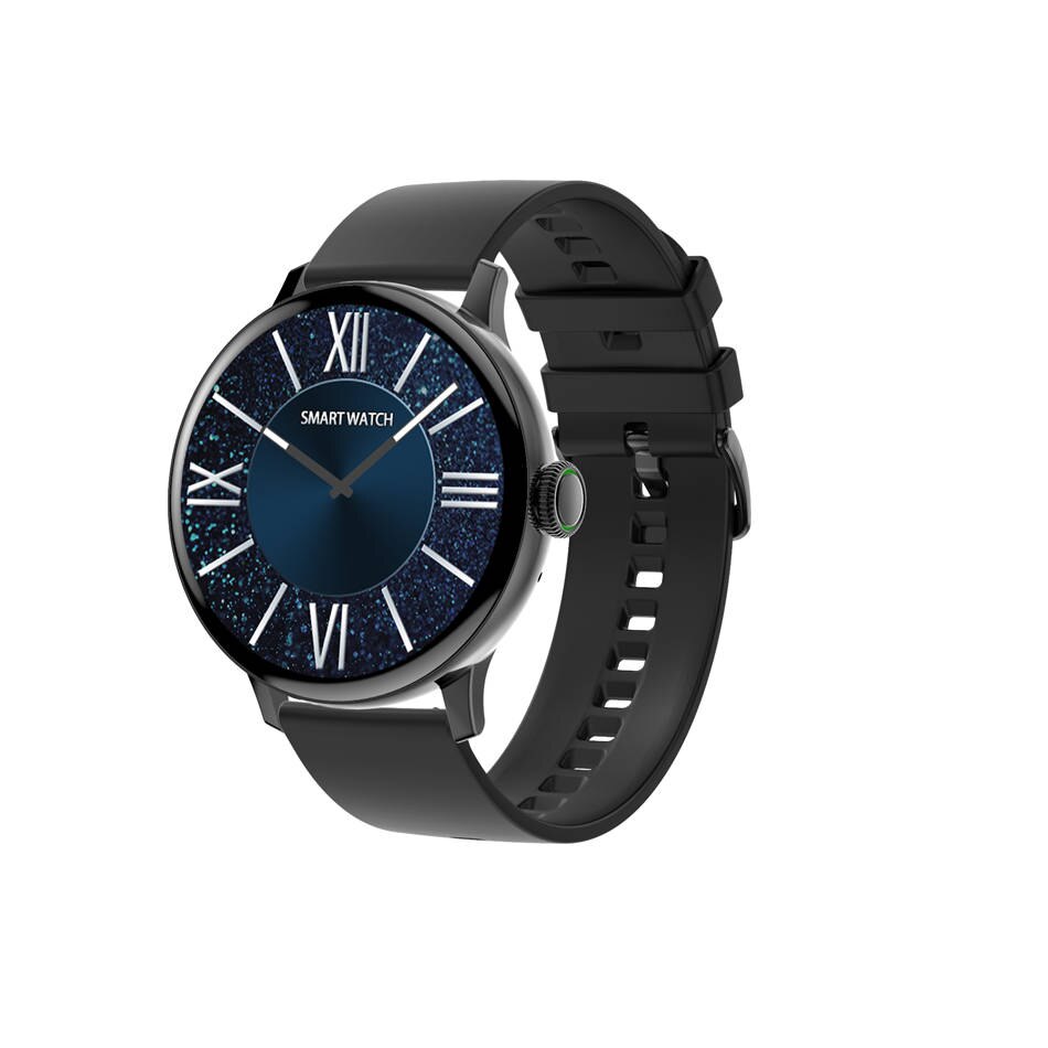 Smartwatch für damen , dt2 1.19 zoll-runddisplay, bluetooth-anruffunktion, herzfrequenzmesser, fitness-tracker für android und ios: Schwarzes klebeband