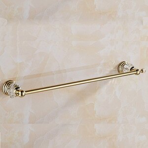 Luxury Crystal Gold Color Bathroom Accessories Set Gold Polished Brass Bath Hardware Set Wall Mounted Bathroom Products banheiro: towel bar