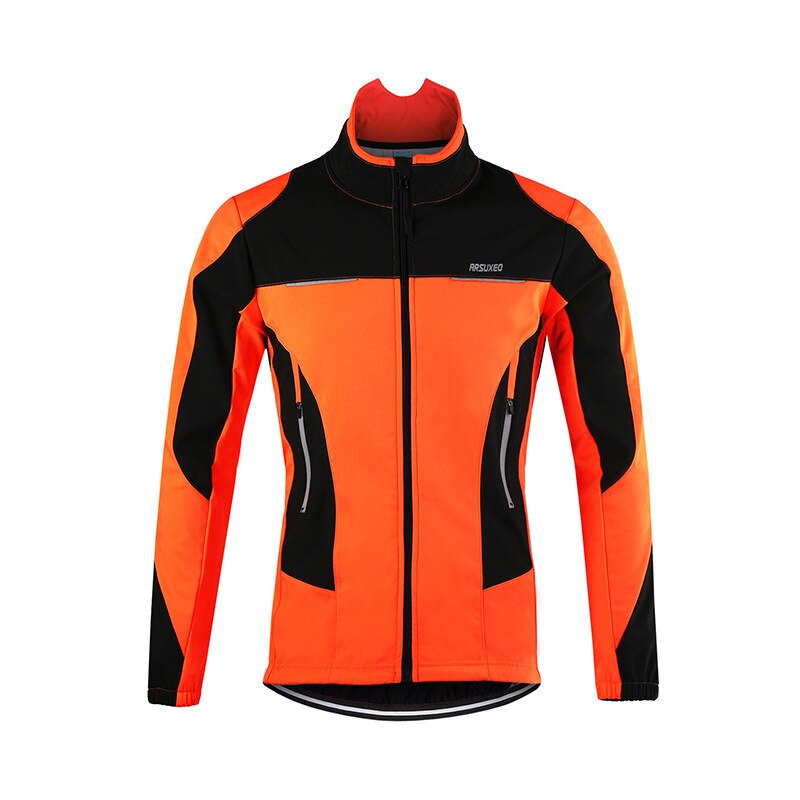 Vinter cykeljakke herre fleece varm reflekterende jakke vindtæt cykel outfit udendørs sport mtb cykel cykel orange jakke