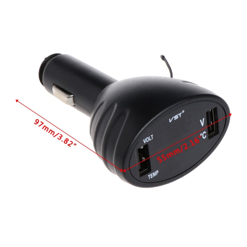 Auto Digitale Led Thermometer Voltmeter Auto Usb Lader Batterij Monitor Temperatuurmeter