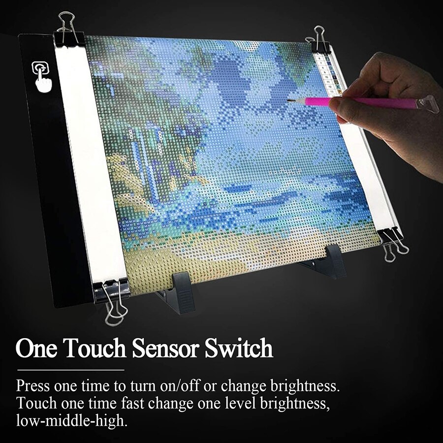 Tablette lumineuse LED A5/A4/A3 pour dessin et peinture diamant, support pour stylo, réglable, alimenté par USB, pour dessiner, tracer, accessoires