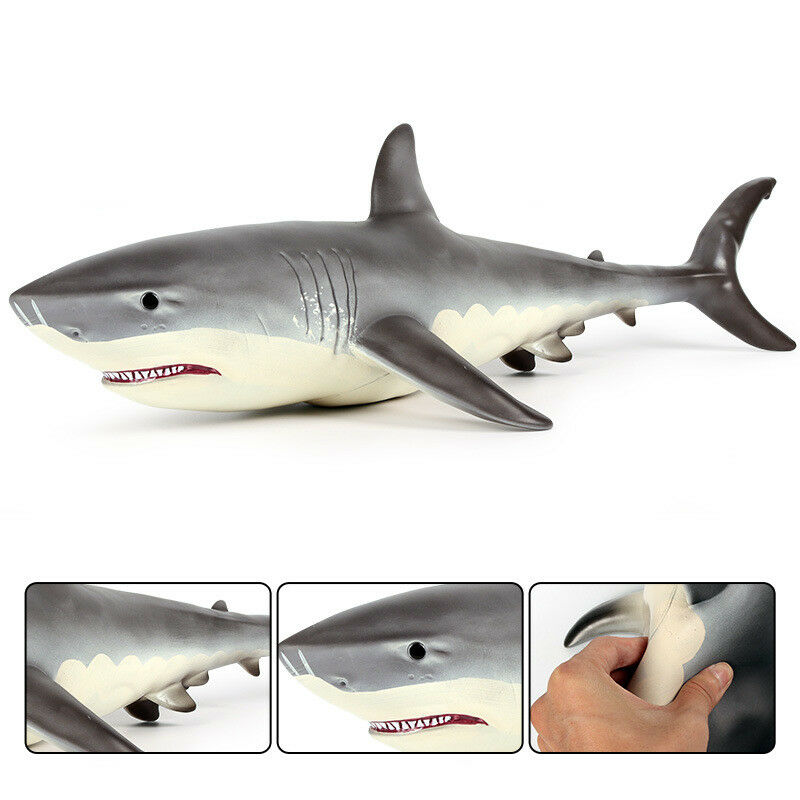 55CM Large Size White Shark Big Shark Figures Model Sea Life Animals Soft Great Lifelike Educational Toys For Kids