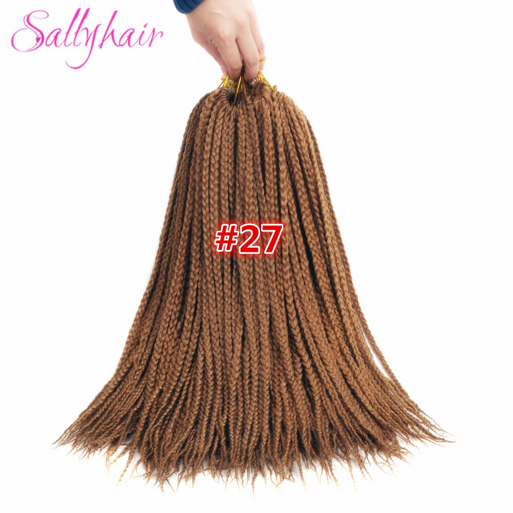 Sallyhair 18 Inch Haak Doos Vlechten Hair Extensions Bruin Synthetische Vlechten Haar Lage Temperatuur Fiber: #27 / 3 Stks/partij