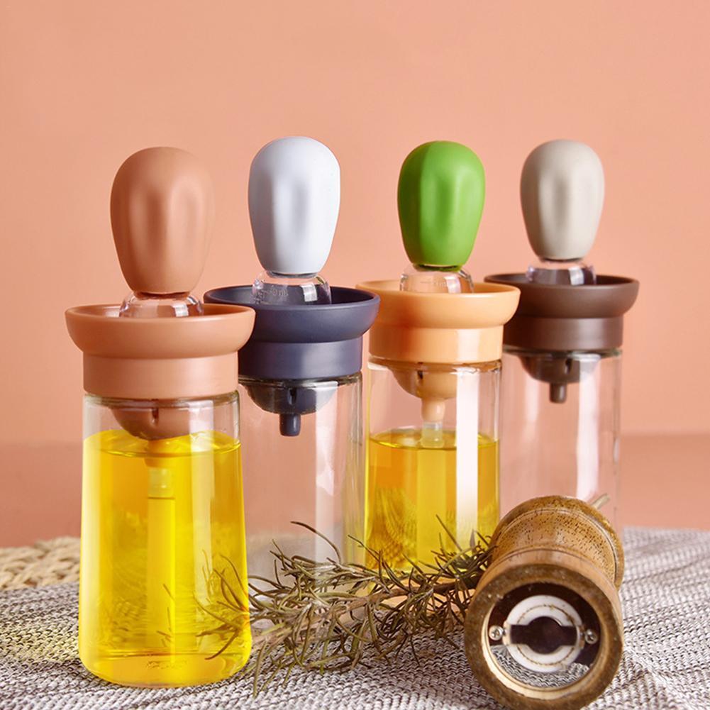 Glass Olive Oil Bottle Measuring Dispenser Bottle Kitchen Cooking Baking Barbecue Baking Vinegar Silicone Pastry Dropper Brush