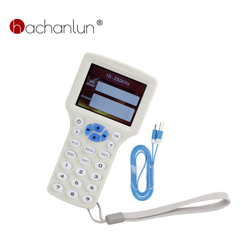 RFID Reader Writer Copier Duplicator IC/ID English 10 Frequency with USB Cable for 125Khz 13.56Mhz Cards LCD Screen